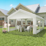 Tendone per Feste 6x4m con Pareti Rimovibili, Porte e 6 Finestre, Bianco - immagine 8