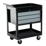 Carrello da Officina Professionale Cassettiera Portautensili in Lamiera, Nero, 68 x 46 x 88cm