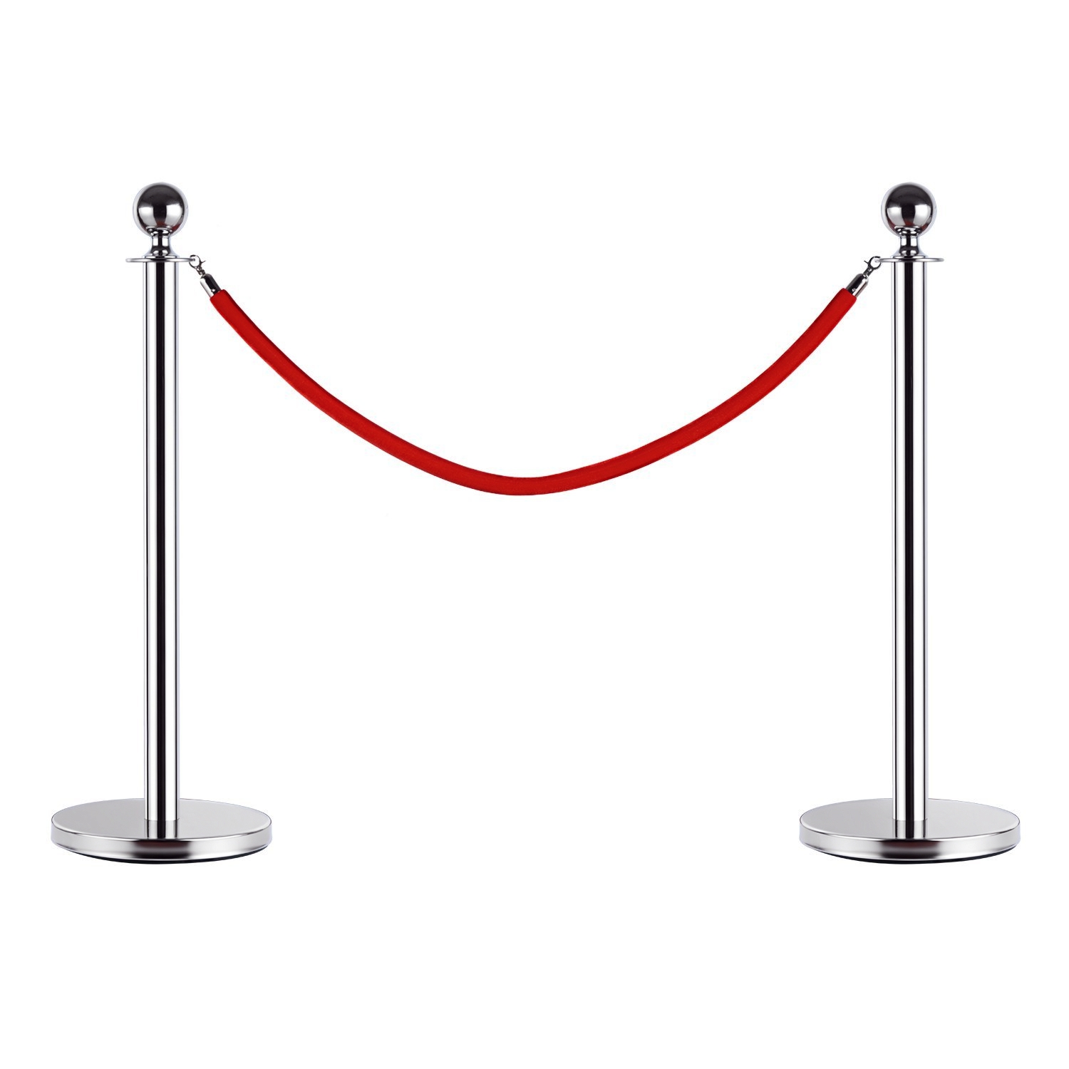61Fd71197f58275b0.jpg Transenne Elimina Separacode Paletti di Delimitazione con Corde Rosso Acciaio Inox Ф32 x 95CM Argento - immagine 1