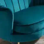 Divano Vintage 2 Posti Industrial Chic, in Tessuto Effetto Velluto e Metallo, 130x77x77 cm, Alzavola e Oro - immagine 2