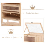 Gabbia per Criceti Roditori Porcellini d'India in Legno Massello Tetto Apribile 4 Ripiani Collegati con Rampe 60x40x120cm - immagine 6