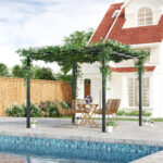 Gazebo Pergola da Giardino 3x3m Decorabile con Rampicanti in Metallo Nero - immagine 2