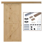 Binario con Kit di Accessori per Porte Scorrevoli in Stile Rustico in Legno