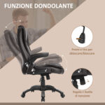 Poltrona Massaggiante da Ufficio ad Altezza Regolabile con 6 Punti Massaggianti, in PU, 62x68x111-121 cm, Marrone - immagine 6