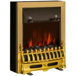 Camino Elettrico da Terra 10/20 W Effetto Fiamma LED, Caminetto Elettrico con Protezione da Surriscaldamento e Ribaltamento, Riscaldamento Regolabile, Oro - immagine 2