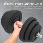 Set 2 Manubri Regolabili da 40 kg Totali con 12 Dischi e Impugnatura Antiscivolo, in Acciaio e Plastica, Nero - immagine 5