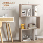 Libreria di Design Scaffale Ufficio Legno Moderna 3 Ripiani 60 × 24 × 111,4cm - immagine 4