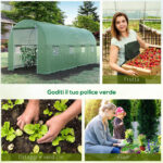 Serra a Tunnel da Giardino 5x2x2 m con 8 Finestre e Porta Avvolgibile, Verde - immagine 7