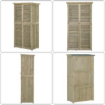 Casetta in Legno da Giardino con Tetto Impermeabile, Armadio da Esterno Porta Attrezzi da Giardino con 4 Scompartimenti, 87x46,5x160cm, Grigio - immagine 9