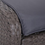 Set Mobili da Giardino 2 Poltrone 2 Poggiapiedi 1 Tavolino in Vetro Temperato Rattan Grigio - immagine 9