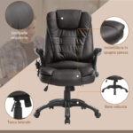 Poltrona Massaggiante da Ufficio ad Altezza Regolabile con 6 Punti Massaggianti, in PU, 62x68x111-121 cm, Marrone - immagine 8