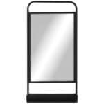Specchio da Parete con Mensola Inferiore e Struttura in Metallo, 36,2x12x71,7cm, Nero