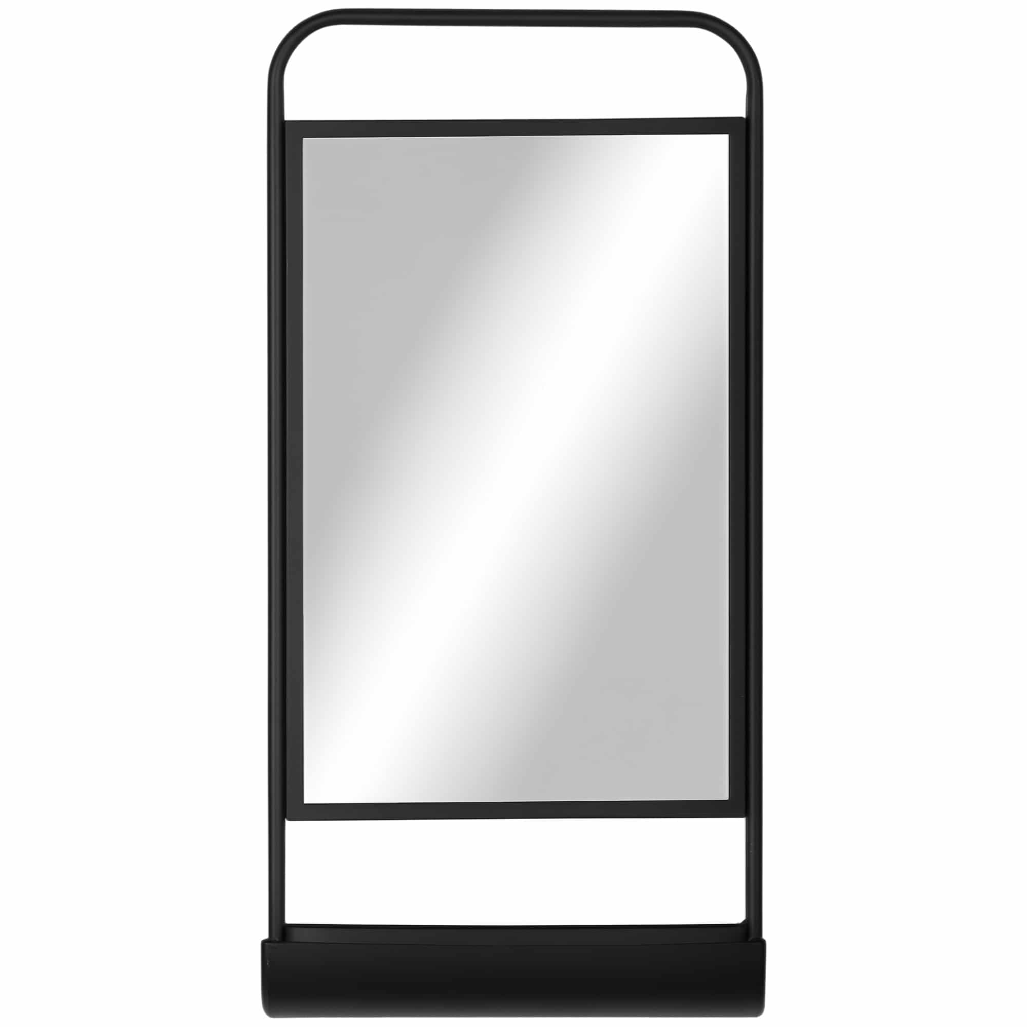 Aa0a961980c5a8620.jpg Specchio da Parete con Mensola Inferiore e Struttura in Metallo, 36,2x12x71,7cm, Nero - immagine 1