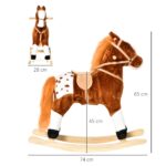 Cavallo a Dondolo in Legno con Suono Animale Regalo Giocattolo per i Bambini, 74 x 28 x 65 cm, Marrone - immagine 3