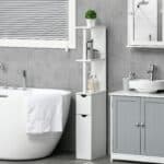 Colonna Bagno con 2 Ripiani e 2 Armadietti, Mobile Alto Salvaspazio 15,2x29,8x118 cm, Bianco - immagine 2