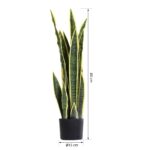Sanseveria Artificiale Pianta Finta Realistica con Vaso, Ø15cm x 80cm, Verde e Giallo - immagine 3