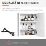 Armadietto Pensile da Bagno con 1 Anta, Specchio e Luci a LED | 2 Ripiani Interni | MDF Bianco (60 x 50 x 15cm) - immagine 5