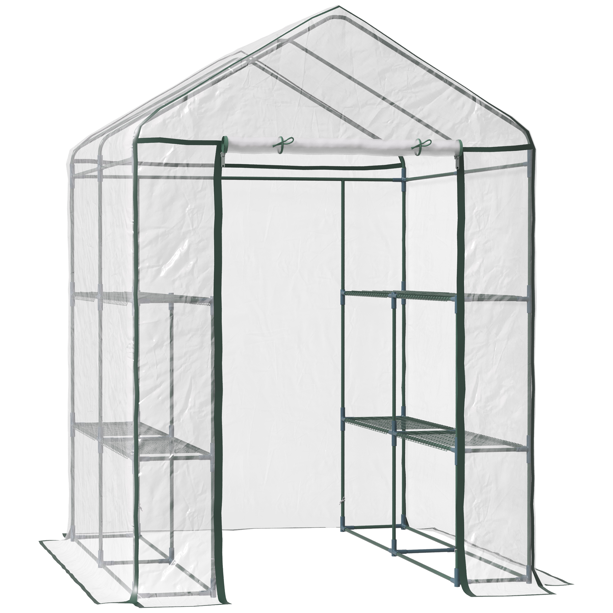 BuK98a1846527b01e.jpg Serra da Giardino Esterno in PVC Trasparente, Serra da Balcone con Scaffali per Piante Orto 1,43 x 1,43 x 1,95m - immagine 1