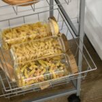 Carrello da Cucina Salvaspazio con 4 Cesti Estraibili in Legno e Acciaio, 36,5x36,5x89 cm, Argento e color Legno - immagine 7