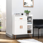 Credenza Moderna con Armadietto e Cassetto, Mobile Multiuso in Legno per Cucina e Salotto, 80 x 29,5 x 96cm Bianco - immagine 2