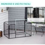Recinto per Cani di Piccoli Taglia da Interno ed Esterno, Recinzione per Animali Domestici con Rete 6 pz in Acciaio e Metallo, 125x80x70 cm, Nero - immagine 6