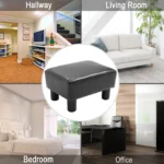 Poggiapiedi Rettangolare Rivestito in Ecopelle, 40x30x24 cm, Max, 1kg - immagine 3