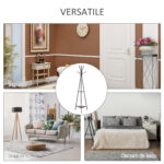 Appendiabiti da Terra con 2 Ripiani e 6 Ganci, Attaccapanni ad Albero in Stile Industriale, 46x52x182 cm, Nero e Marrone - immagine 7