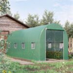 Serra a Tunnel da Giardino 5x2x2 m con 8 Finestre e Porta Avvolgibile, Verde - immagine 2
