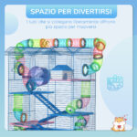 Gabbia per Criceti e Roditori a 5 Piani, Gabbietta per Criceti con Tubi Colorati, Ruota, Casetta e Accessori Inclusi, 47x30x59 cm, Blu - immagine 7