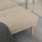 Divano Letto 3 Posti con Schienale Regolabile su 3 Livelli, 2 Cuscini e Braccioli Rimovibili, Beige, 185x84x85cm - immagine 9