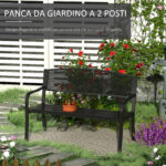 Panchina da Esterno Panca da Giardino Max 240kg Metallo 127 × 60 × 85cm Nero - immagine 5