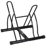 Rastrelliera da Terra per 2 Biciclette con Pneumatici fino 6,5 cm, Telaio Orientabile in Acciaio Nero, 60x54x57cm