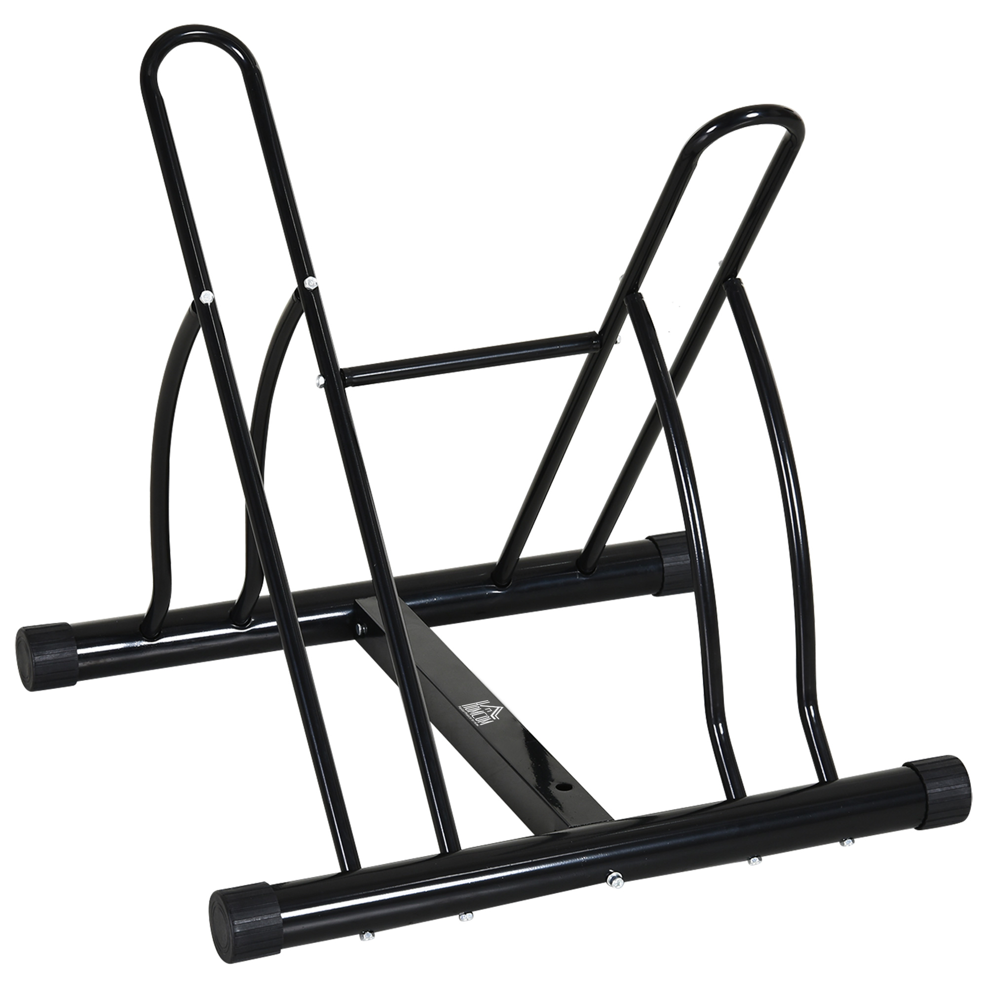 EiY89d194949ce089.jpg Rastrelliera da Terra per 2 Biciclette con Pneumatici fino 6,5 cm, Telaio Orientabile in Acciaio Nero, 60x54x57cm - immagine 1