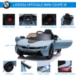 Macchina Elettrica per Bambini 3-8 anni Licenza BMW I8 Coupé con Telecomando e 2 Porte, 115x72,5x46 cm, Blu - immagine 8
