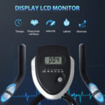 Cyclette da Casa per Allenamento in Acciaio Nero, Cyclette Professionale da Seduti Capacità 120 kg con Supporto per Cellulare, Monitor LCD, Manubrio e Resistenza Regolabile, Volano 10kg - immagine 4