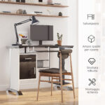 Scrivania Porta PC Computer da Ufficio con Cassetto in Legno Color Noce - immagine 6