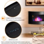 Caminetto Elettrico da Parete con Effetto Fiamma Colorato e Telecomando, Camino Elettrico 18W con Temperatura Regolabili, Termostato, Timer e Protezione da Surriscaldamento, Nero - immagine 6