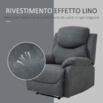Poltrona Relax Reclinabile Manualmente a 150° con Poggiapiedi in Tessuto, 93x88x102cm, Grigio Scuro - immagine 7