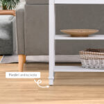 Tavolo Consolle Bianco e Color Legno con Cassetto e 2 Ripiani, Tavolino Salvaspazio in MDF, 75,6 x 27,5 x 80,5cm - immagine 6