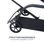 Set da Giardino con 2 Sedie a Sdraio con Schienale Reclinabile e Tavolino Basso in Rattan PE, Nero - immagine 6