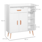 Credenza Moderna con Armadietto e Cassetto, Mobile Multiuso in Legno per Cucina e Salotto, 80 x 29,5 x 96cm Bianco - immagine 3