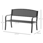Panchina da Esterno Panca da Giardino Max 240kg Metallo 127 × 60 × 85cm Nero - immagine 3