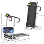 Tapis Roulant Pieghevole con Inclinazione, Tapis Roulant Elettrico Portatile con Schermo LCD, Velocità 1-10 km/h, Ruote, Impugnatura, per Home, Casa e Ufficio, Nero - immagine 3