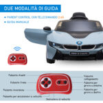 Macchina Elettrica per Bambini 3-8 anni Licenza BMW I8 Coupé con Telecomando e 2 Porte, 115x72,5x46 cm, Blu - immagine 7