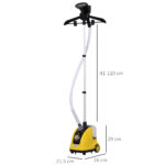 Stiratrice Verticale a Vapore, Stiratore Verticale 1950W da 1,4L con Asta Estendibile e 2 Rotelle per Abiti, Tende e Divani, in ABS e PP, 26x21,5x29 cm, Giallo - immagine 3