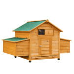 Pollaio Gabbia Ovaiole per Galline da Giardino con 2 Cassetti, Nido e Tetto da Esterno Impermeabile in Legno, 150x1x96,5 cm