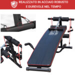 Panca Multifunzione con Vogatore a Molla e Schienale Regolabile e 2 Corde Elastiche, 55,5x137,5 cm Nero - immagine 6