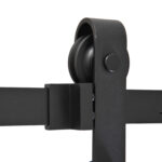 2cm Binario per Porta Scorrevole Kit Accessori con Binario e Rulli Tappi in Stile Rustico Portata 90kg Acciaio al Carbone Nero - immagine 8