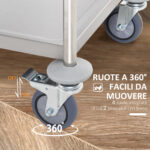 Carrello Cucina 2 Ripiani, Carrello con Ruote Portatutto, Carrello Portavivande in Acciaio Inox, 80x45x82cm, Argento - immagine 5