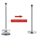 Transenne Elimina Separacode Paletti di Delimitazione con Corde Rosso Acciaio Inox Ф32 x 95CM Argento - immagine 6